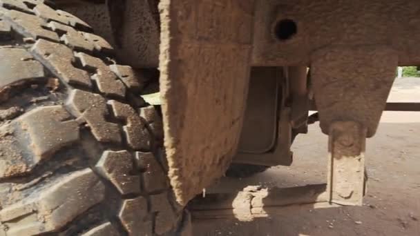 Muddy Tires Four Wheel Drive Safari Jeep — Stock Video