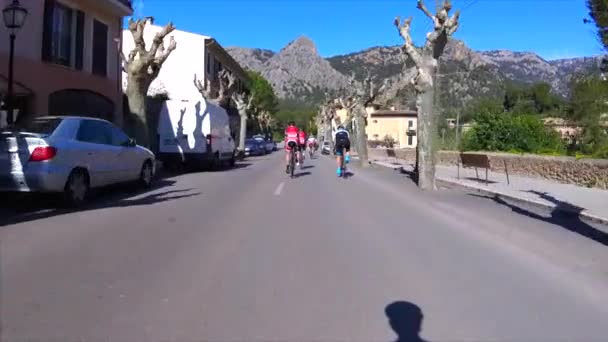 Ciclismo Strada Nelle Montagne Maiorca — Video Stock