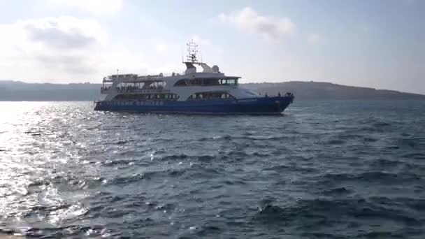 Barco Punto Salir Crucero Atardecer Malta — Vídeo de stock