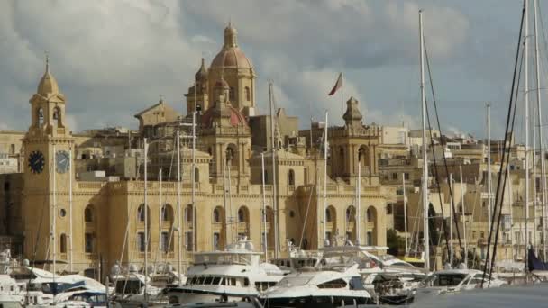 Malta Nın Büyük Bir Koleksiyonu Eski Simgeler Fantastik Mimari Sahil — Stok video