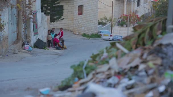 Ciudad Jenin Palestina Niños Calle — Vídeos de Stock