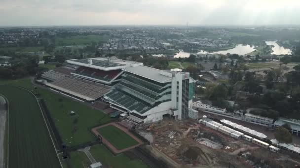 Aerial Footage Flemington Racecourse Cloudy Day — Stock Video