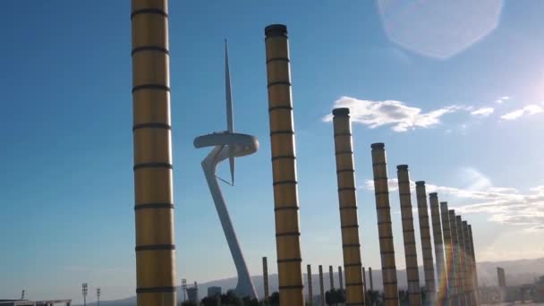 Spanya Nın Barselona Kentindeki Olympic Park Heykel — Stok video