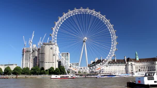 London Eye South Bank Thames London — Stockvideo
