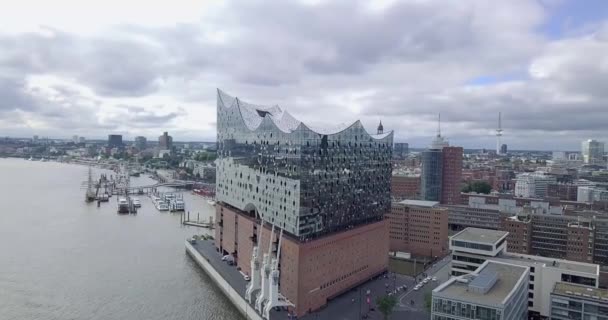 Аэрофотосъемка Дневной Хронометраж Гамбурга — стоковое видео