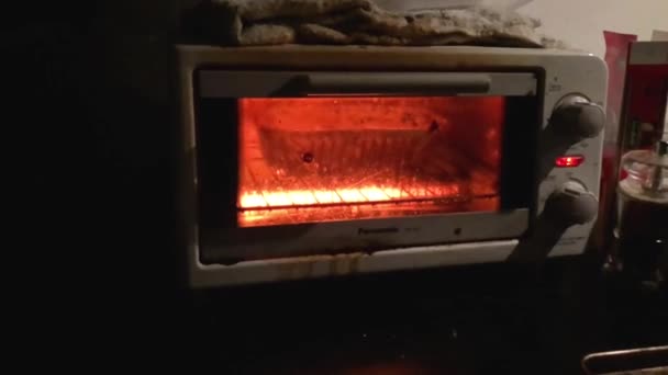Lasagna Baking Old Looking Oven Slow — Stock Video