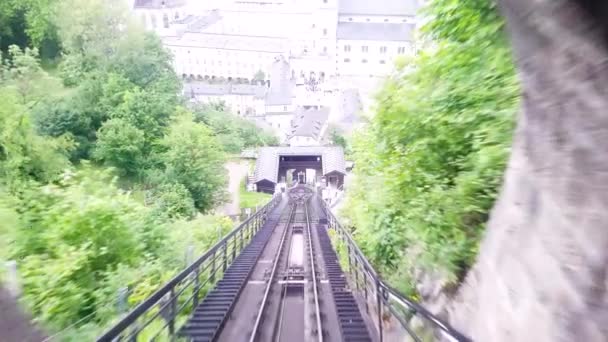 Hohensalzburg Füniküler Araba Avusturya — Stok video