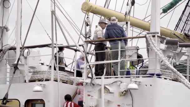 Tall Fartyg Händelse Sunderland Storbritannien Fartyg Som Kommer Till Bryggan — Stockvideo
