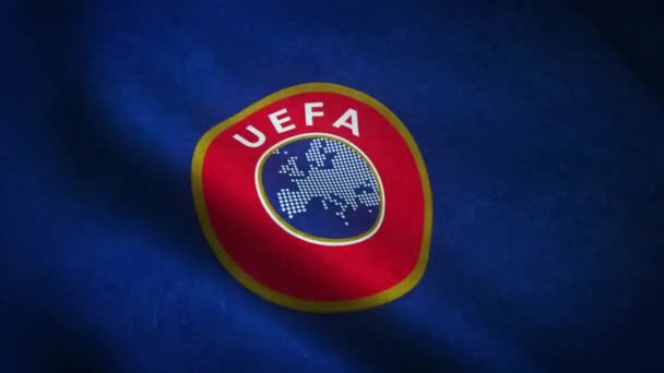 Realistic Flag Uefa Waving Highly Detailed Fabric Texture — Stock Video