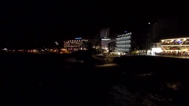 Vista Nocturna Una Ciudad Costa Oeste Tenerife — Vídeo de stock