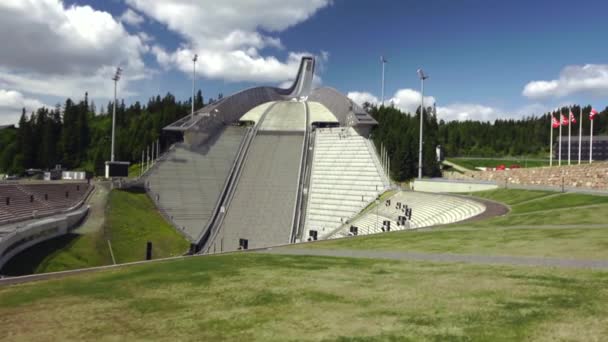 Holmenkollen Salto Con Gli Sci Estate Bella Vista Norways Attrazioni — Video Stock