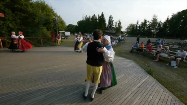 传统的瑞典民间舞蹈家 美丽的传统仲夏舞蹈节在斯堪森 瑞典旅行 — 图库视频影像
