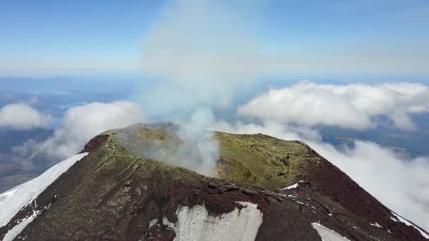 Drone Filmagem Vulcão Ativo Villarica Pucon Chile Raw Dji Mavic — Vídeo de Stock