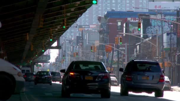 Traffico Stradale Brooklyn Sotto Autostrada — Video Stock