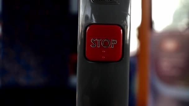 Enfoque Tiro Botón Stop Bus — Vídeos de Stock