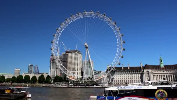 Timelapse Del London Eye Thames Sulla Southbank Londra Una Giornata — Video Stock