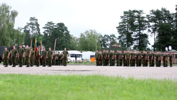 Lithuanian Volunteers Stand Line — Stock Video