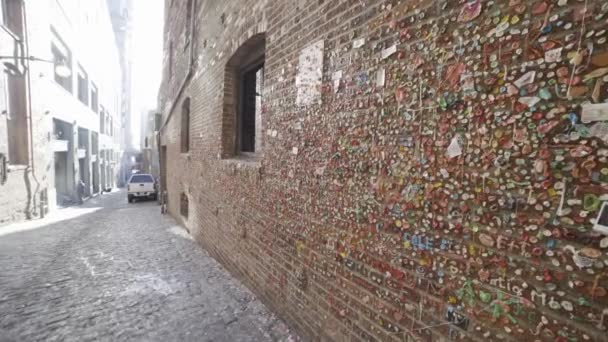 Seattle Gum Wall Angolo Ultra Ampio — Video Stock