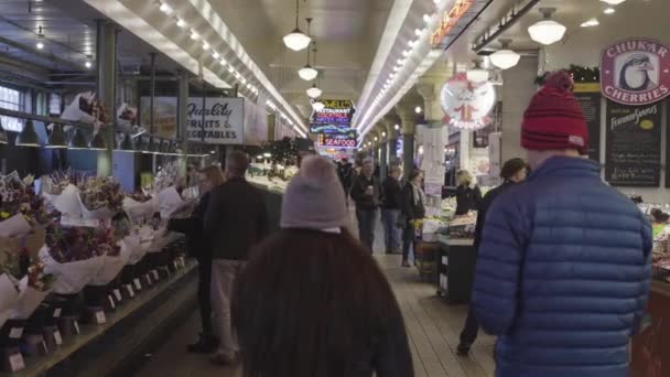 Trh Pike Place Během Zimy — Stock video