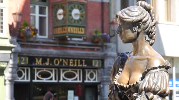 Статуя Молли Мэлоун Дублине Ирландия Static Shot — стоковое видео