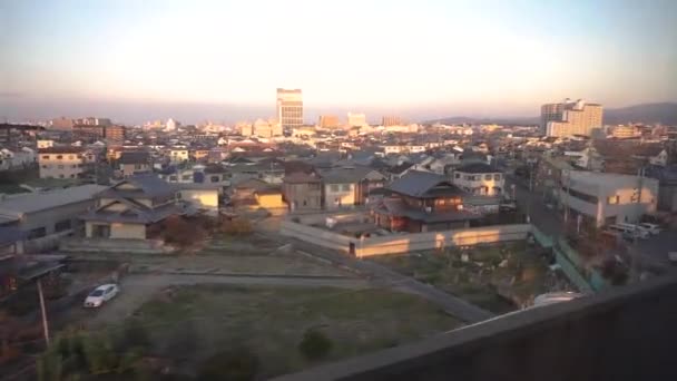 Pov Ver Imágenes Mano Desde Ventana Viaje Tren Japón Con — Vídeo de stock