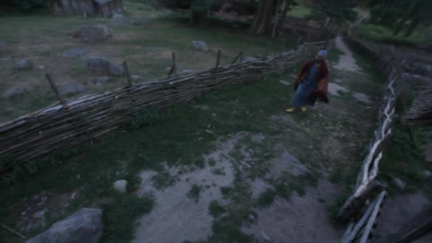 Viking Age Village Reenactment Vikings Socialiser Pratiquer Avec Des Épées — Video