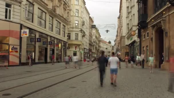 Timelapse Das Pessoas Rua Brno — Vídeo de Stock
