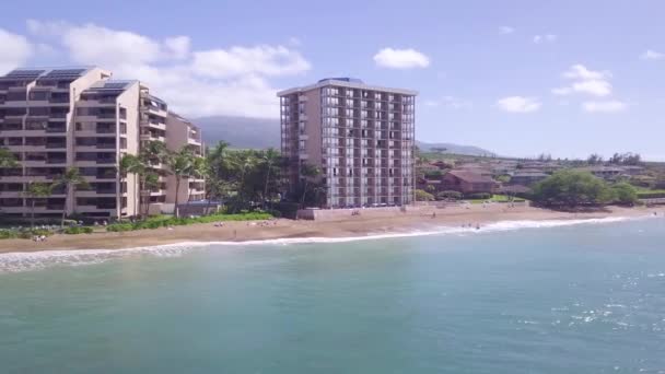 Słoneczny Widok Lotu Ptaka Tropikalną Plażę Maui Południe — Wideo stockowe
