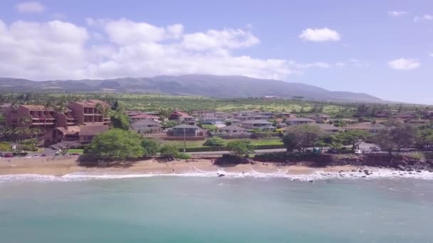 Slunečný Letecký Výhled Tropickou Pláž Maui Během Poledne — Stock video