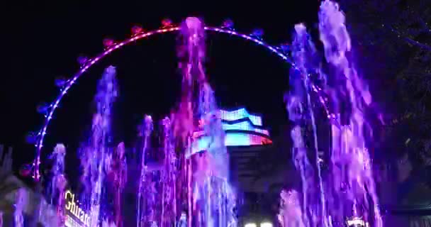 Linq Las Vegas Strip Footage Fountains High Roller — Stock Video