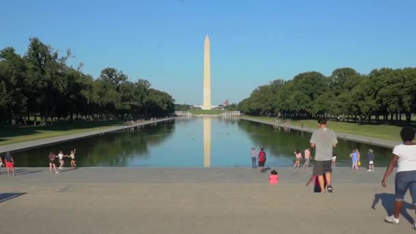 华盛顿纪念碑及反思池的时间 — 图库视频影像