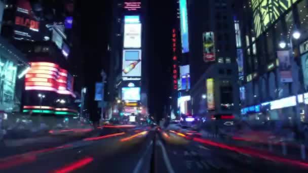 タイムズ スクエアのタイムスリッカー効果へのタイムラプス マンハッタンニューヨーク — ストック動画