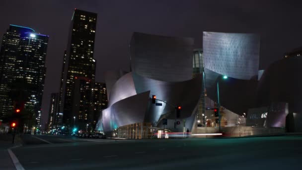 Timelapse Walt Disney Hall Traffic Los Angeles California — стокове відео