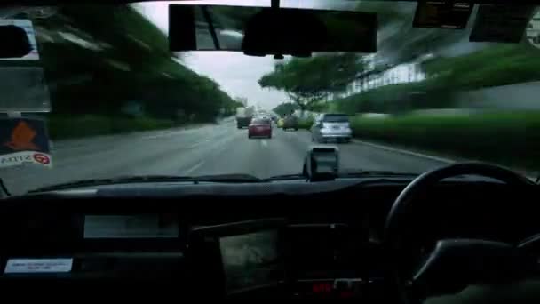 Timelapse Pov Της Κίνησης Τιμόνι Σιγκαπούρη Ασία — Αρχείο Βίντεο