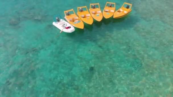 Imágenes Drones Sobre Arrecife Coral Claro Cancún México Hay Botes — Vídeo de stock