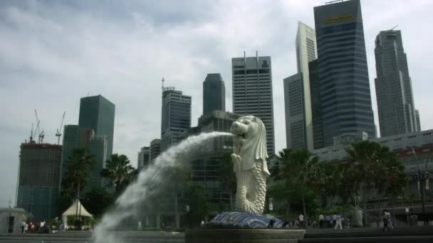 Timelapse 기울기 Merlion Collyer Quay Singapore Asia — 비디오