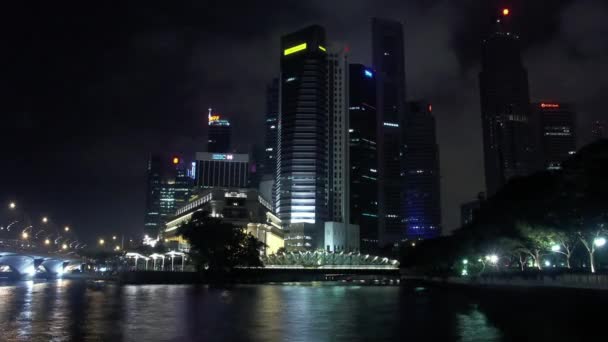 Tijdspanne Van Nachtelijke Skyline Singapore Azië — Stockvideo