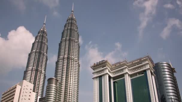 Včas Budovy Bsn Petronas Twin Towers Kuala Lumpur Malajsie — Stock video