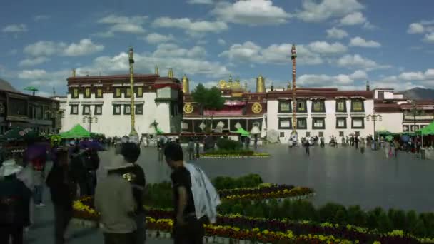 Timelapse Της Εισόδου Ναού Jokhang Λάσα Θιβέτ — Αρχείο Βίντεο