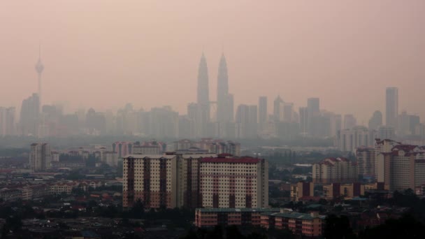 Timelapse Dag Tot Nacht Skyline Kuala Lumpur Maleisië — Stockvideo