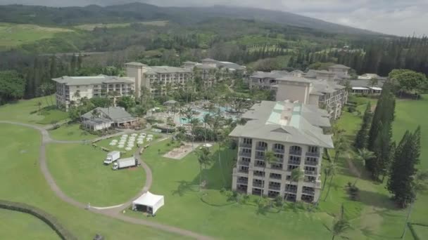 Ripresa Aerea Drone Che Ruota Intorno Resort Kapalua Maui Hawaii — Video Stock