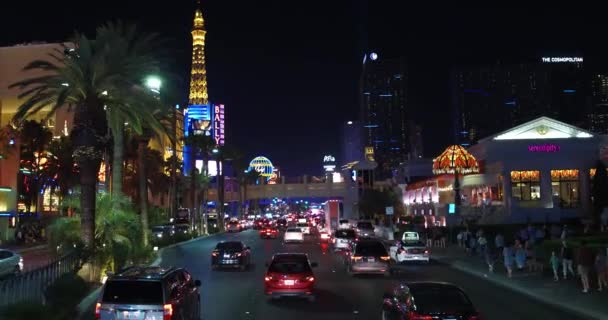 Las Vegas Strip Filmati Che Guidano Lungo Striscia Notte — Video Stock