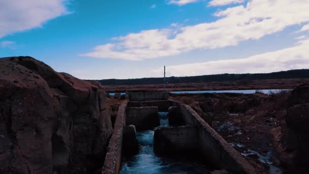 Eine Lachsleiter Neben Dem Faxi Foss Wasserfall Island — Stockvideo
