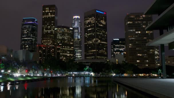 Timelapse Stadens Skyline Från Dorothy Chandelier Pavilion Los Angeles Kalifornien — Stockvideo