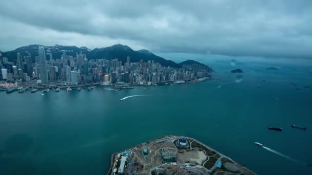 Vista Dall Osservatorio Sky 100 Hong Kong Una Giornata Piovosa — Video Stock