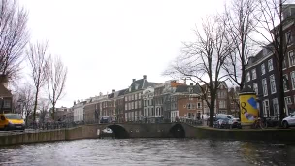 Vista Desde Crucero Por Canal Ámsterdam — Vídeos de Stock