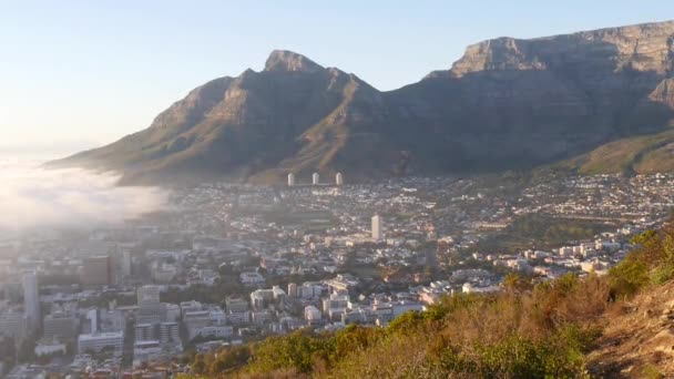 Cape Town Dışındaki Yamaçtan Güzel Bir Manzara Güneş Şehrin Bir — Stok video