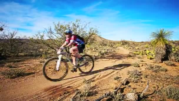 Time Lapse Ciclistas Montaña Caballo Por Desierto — Vídeo de stock