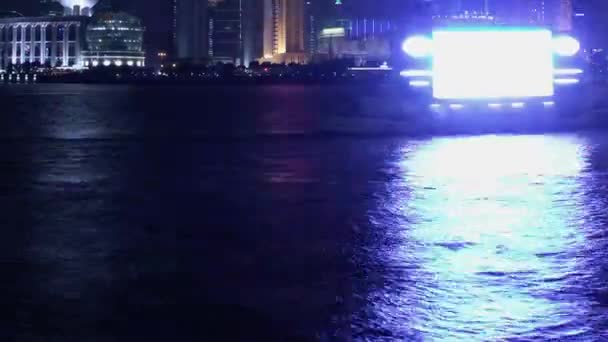 Zeitraffer Zoom Aus Der Nächtlichen Stadtsilhouette Shanghai China — Stockvideo