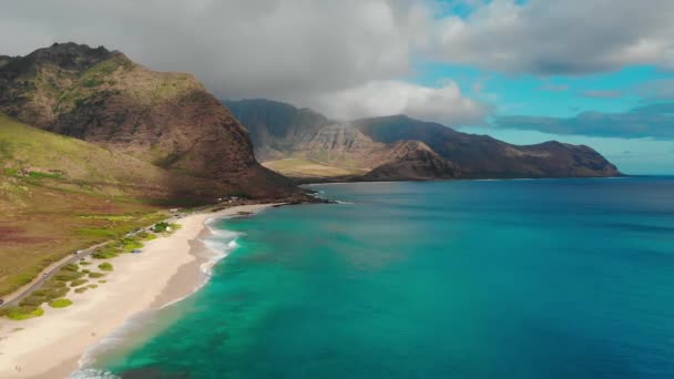 Drone Disparou Sobre Costa Havai Oahu Tarde Fullhd Reduzido Partir — Vídeo de Stock